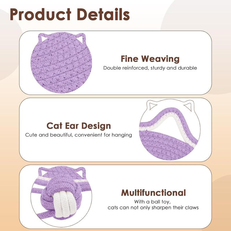 【Christmas Sale ] Woven Cat Scratching Mat - Natural Cotton Rope Cat Scratch Pad,16.53" round Floor for Indoor Cats, Wall,Couch & Sofas Protection,Christmas Gifts for Cats