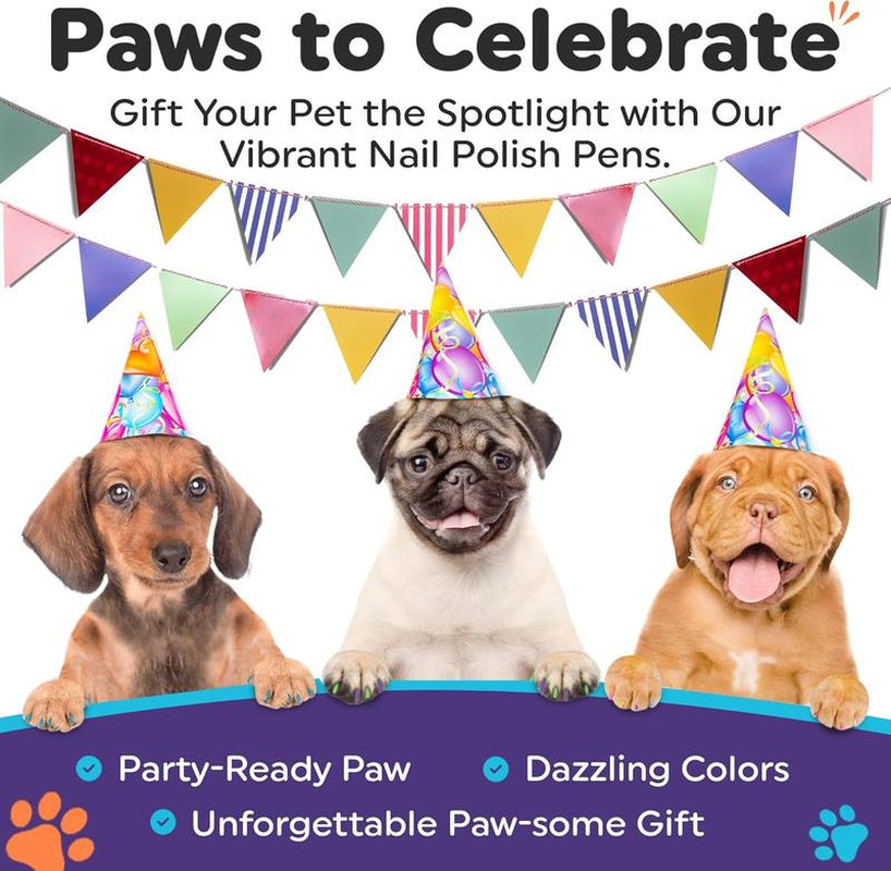 Dog Nail Polish Pens Quick Dry - Pet Nail Polish for Dogs or Cats, Easy Application, Fast Dry - Great Girl Dog Accessories, Puppy Nail Pawlish Set