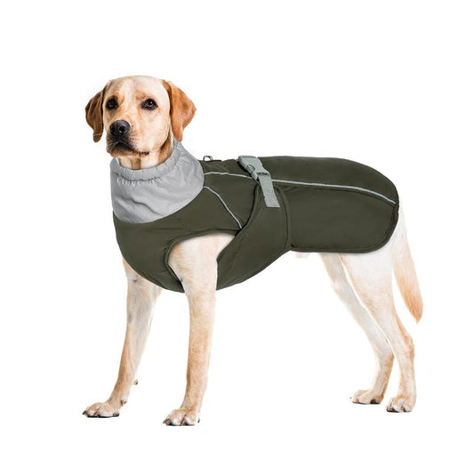 NACOCO Warm Dog Winter Coat - Padded Fleece Jacket Windproof Vest Reflective Stripe Large Dog Adjustable Clothes with Harness Snow Cold Weather Waterproof Outfit for Small Medium Large Dog
