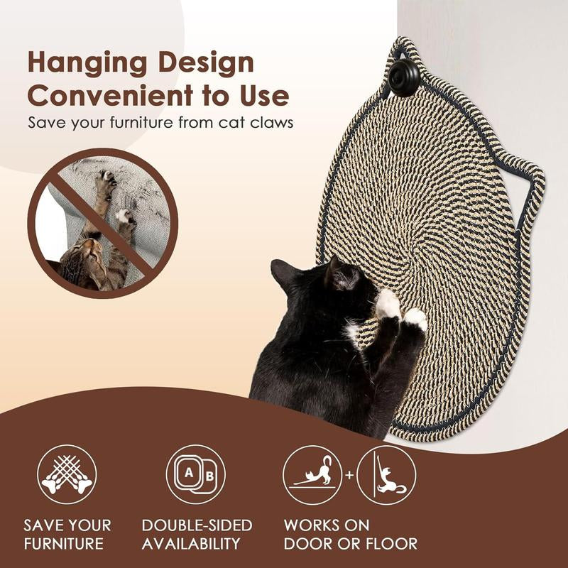 【Christmas Sale ] Woven Cat Scratching Mat - Natural Cotton Rope Cat Scratch Pad,16.53" round Floor for Indoor Cats, Wall,Couch & Sofas Protection,Christmas Gifts for Cats