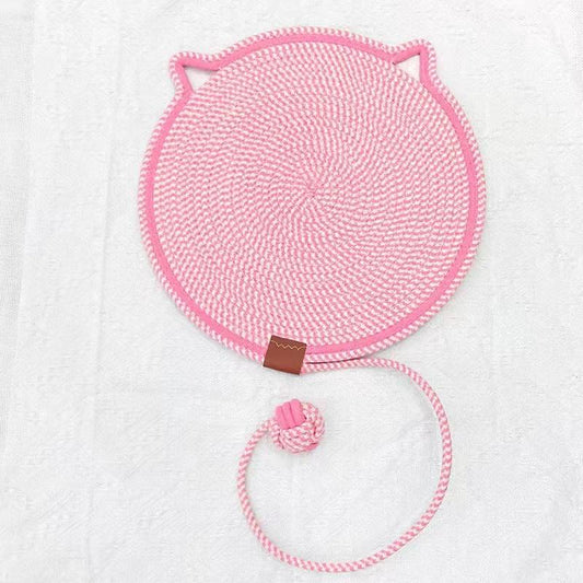 【Christmas Sale ] Woven Cat Scratching Mat - Natural Cotton Rope Cat Scratch Pad,16.53" round Floor for Indoor Cats, Wall,Couch & Sofas Protection,Christmas Gifts for Cats