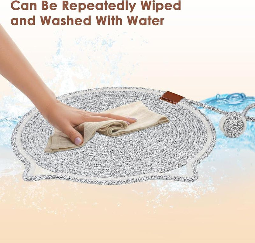 【Christmas Sale ] Woven Cat Scratching Mat - Natural Cotton Rope Cat Scratch Pad,16.53" round Floor for Indoor Cats, Wall,Couch & Sofas Protection,Christmas Gifts for Cats