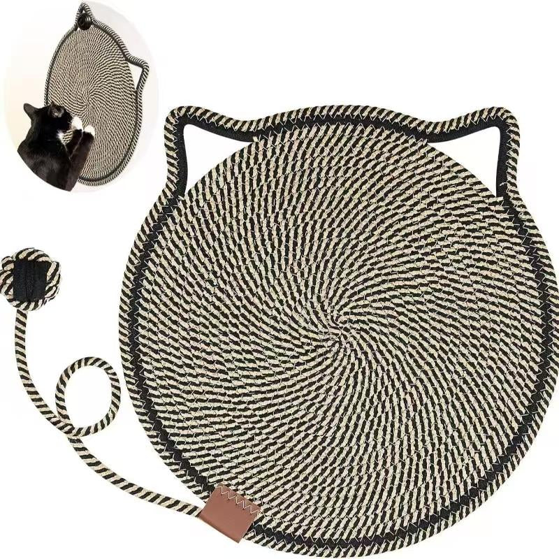 【Christmas Sale ] Woven Cat Scratching Mat - Natural Cotton Rope Cat Scratch Pad,16.53" round Floor for Indoor Cats, Wall,Couch & Sofas Protection,Christmas Gifts for Cats
