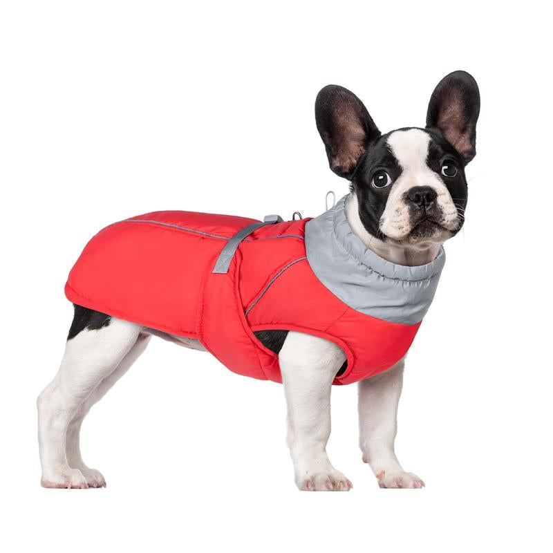 NACOCO Warm Dog Winter Coat - Padded Fleece Jacket Windproof Vest Reflective Stripe Large Dog Adjustable Clothes with Harness Snow Cold Weather Waterproof Outfit for Small Medium Large Dog