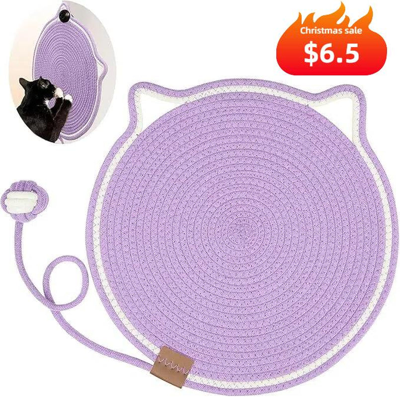 【Christmas Sale ] Woven Cat Scratching Mat - Natural Cotton Rope Cat Scratch Pad,16.53" round Floor for Indoor Cats, Wall,Couch & Sofas Protection,Christmas Gifts for Cats