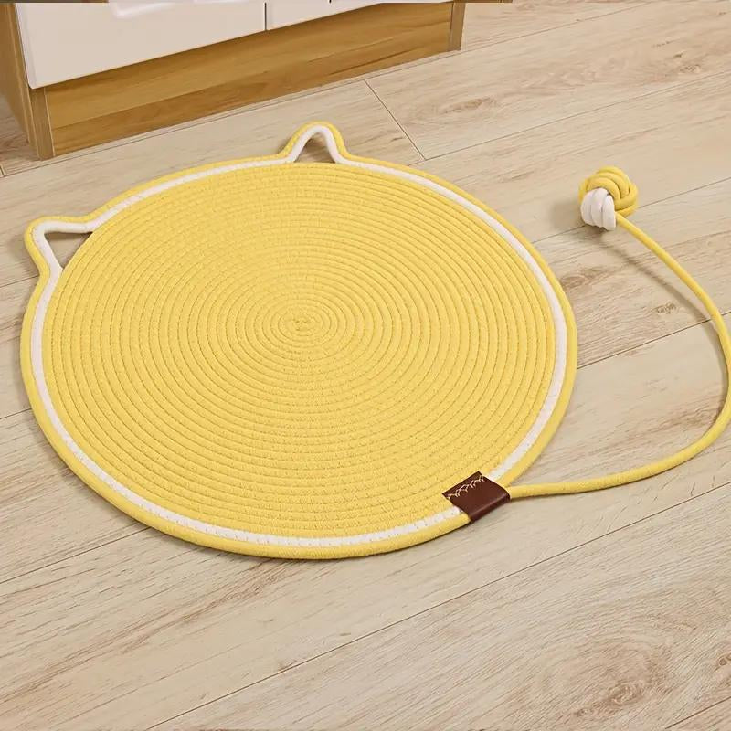 【Christmas Sale ] Woven Cat Scratching Mat - Natural Cotton Rope Cat Scratch Pad,16.53" round Floor for Indoor Cats, Wall,Couch & Sofas Protection,Christmas Gifts for Cats