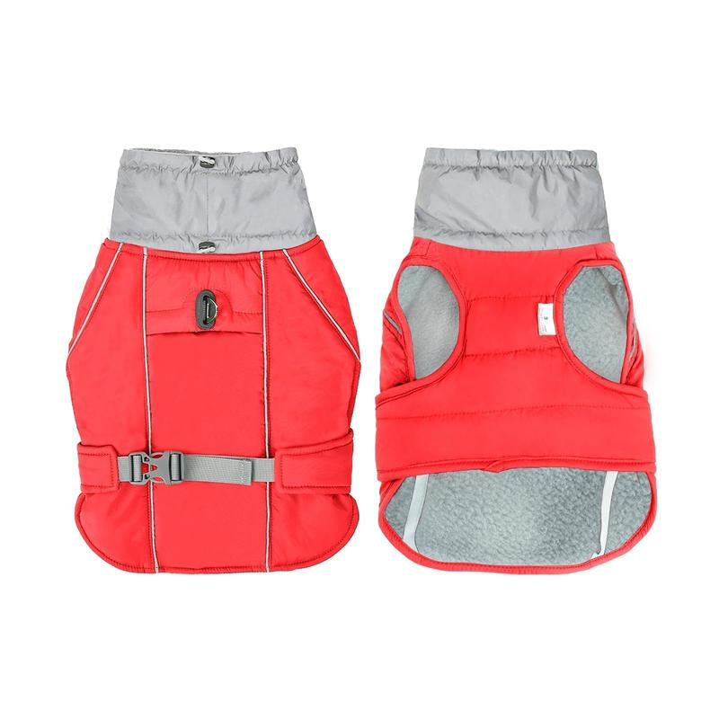 NACOCO Warm Dog Winter Coat - Padded Fleece Jacket Windproof Vest Reflective Stripe Large Dog Adjustable Clothes with Harness Snow Cold Weather Waterproof Outfit for Small Medium Large Dog