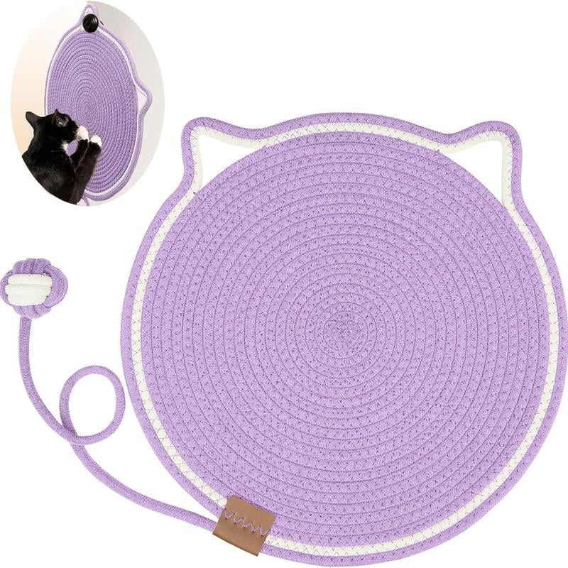 【Christmas Sale ] Woven Cat Scratching Mat - Natural Cotton Rope Cat Scratch Pad,16.53" round Floor for Indoor Cats, Wall,Couch & Sofas Protection,Christmas Gifts for Cats
