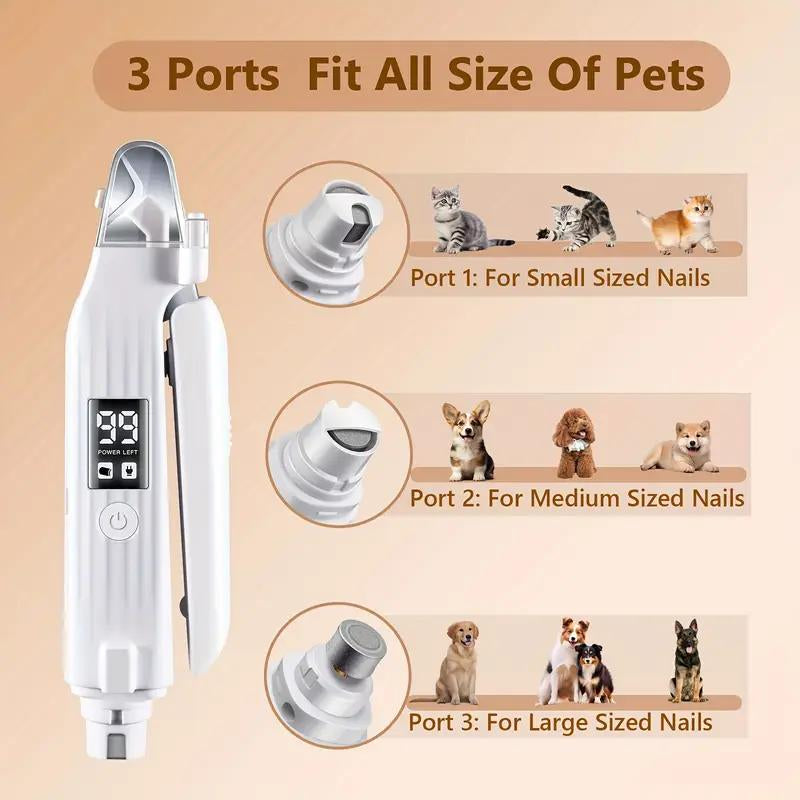 PET Dog CAT Nail Grinder and Clipper Electric Rechargeable Pet Nail Trimmer 2 in 1 Pet Cat Nail Polisher Grinding with LED Ultra Quiet Suitable for Trimming Toes and Claws of Dogs & Cats of All Sizes,Cordless Electric Grooming Tools