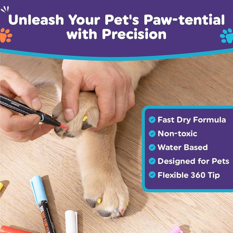 Dog Nail Polish Pens Quick Dry - Pet Nail Polish for Dogs or Cats, Easy Application, Fast Dry - Great Girl Dog Accessories, Puppy Nail Pawlish Set