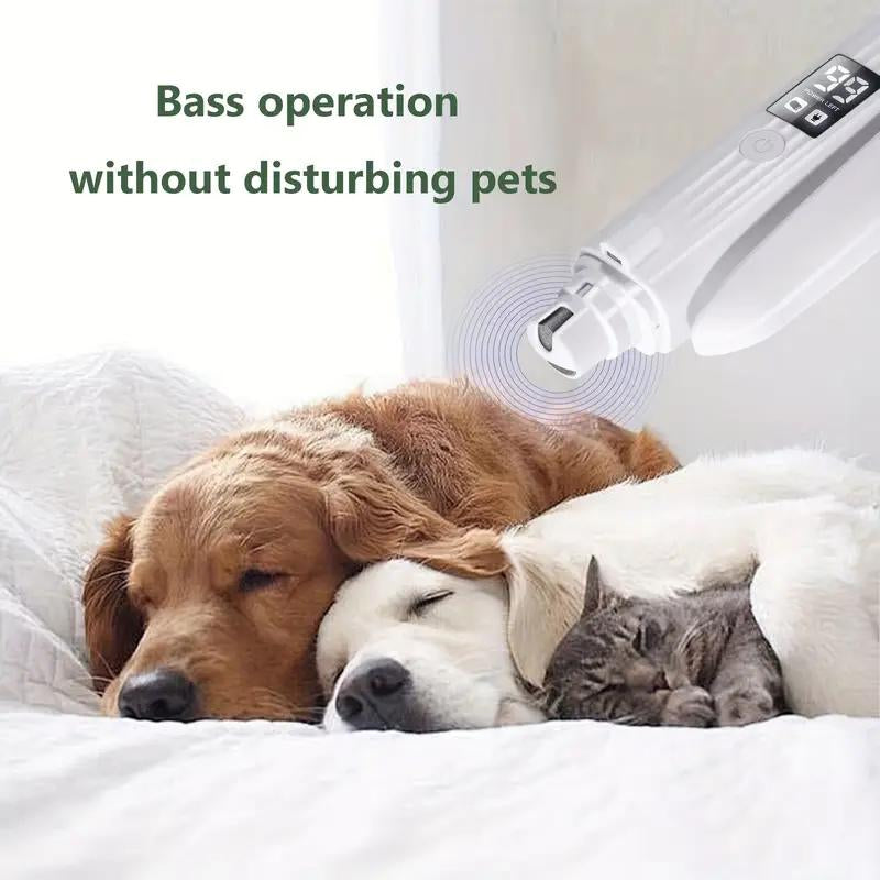 PET Dog CAT Nail Grinder and Clipper Electric Rechargeable Pet Nail Trimmer 2 in 1 Pet Cat Nail Polisher Grinding with LED Ultra Quiet Suitable for Trimming Toes and Claws of Dogs & Cats of All Sizes,Cordless Electric Grooming Tools